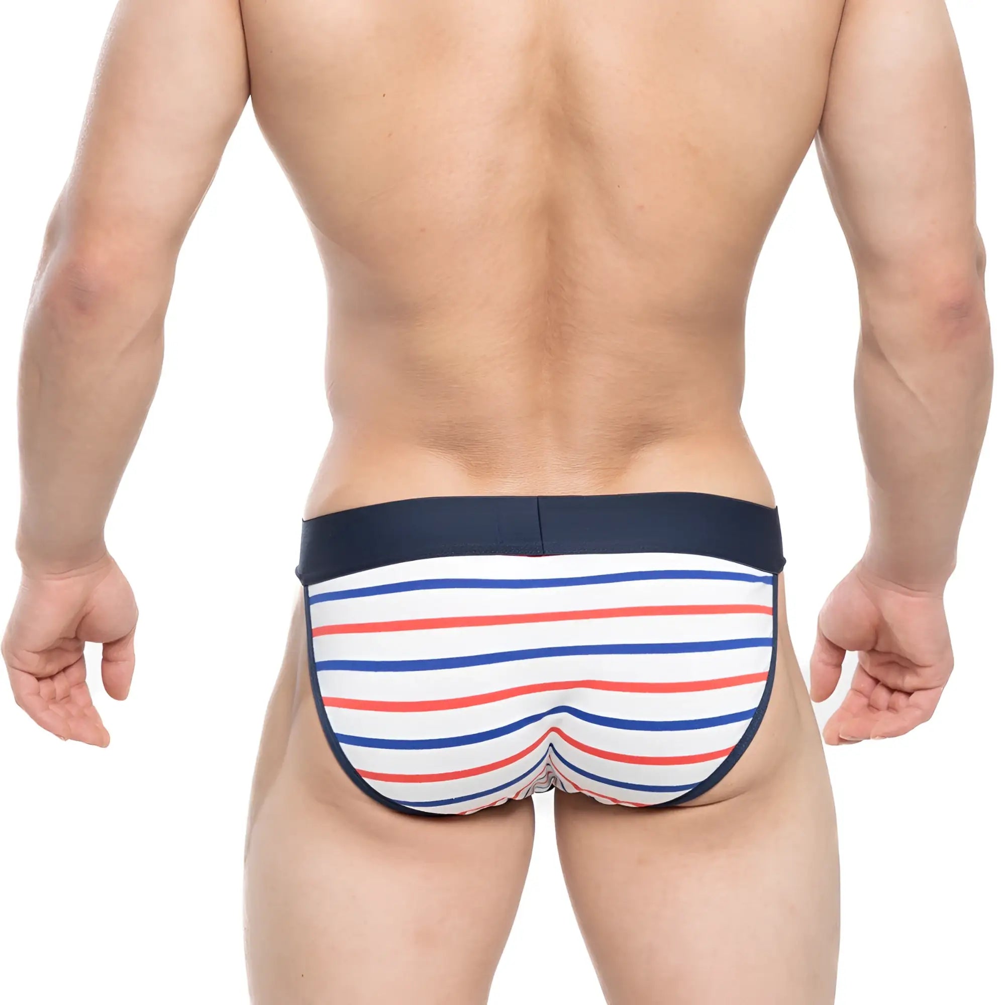 MetroMaleWear sailor stripe bikini briefs in white red and blue with a navy waistband and striped pattern