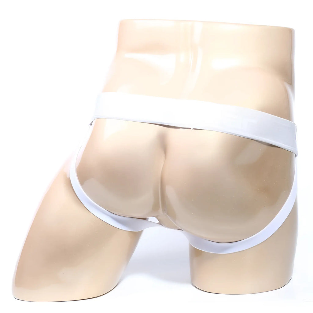 White elastic briefs with a supportive contoured design from metromalewear santacruz jock strap 2101-00