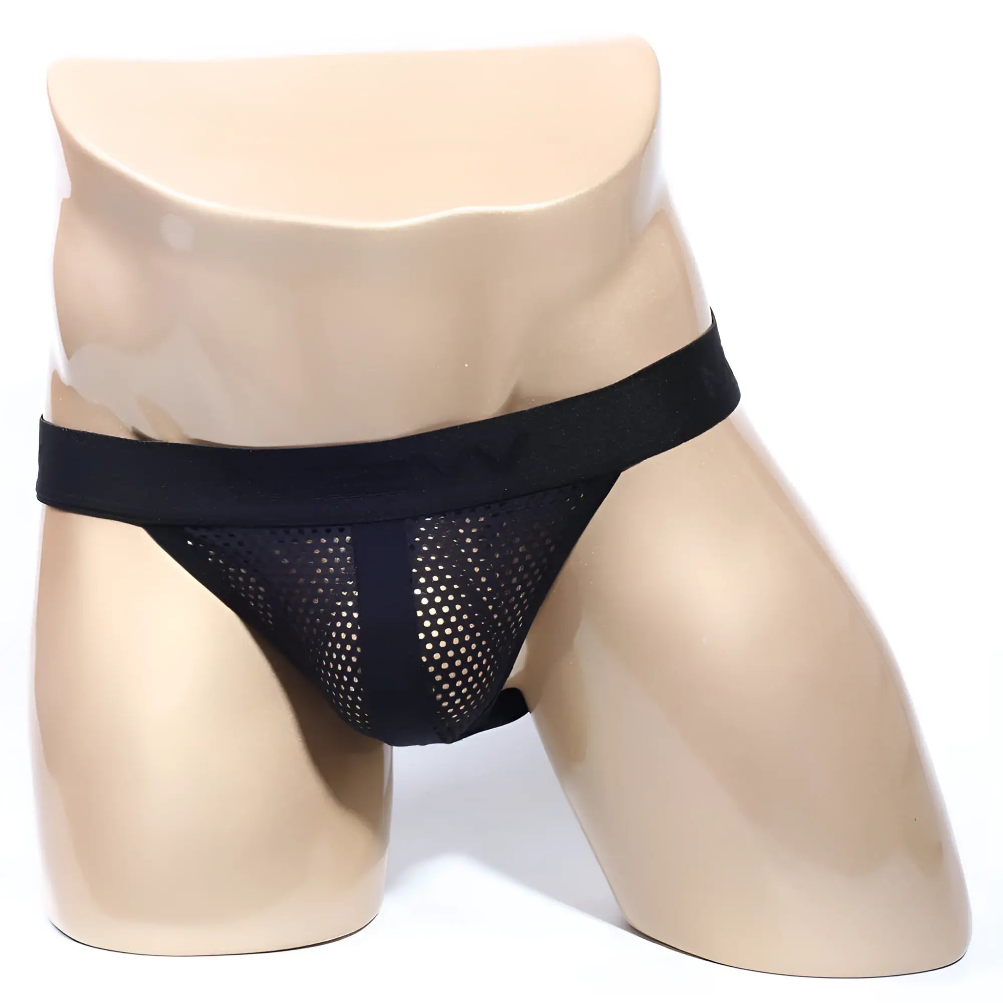 Black mesh briefs with a solid elastic waistband from MetroMaleWear SANTACRUZ jock strap black 2101-20