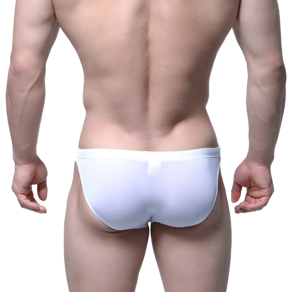White seamless form-fitting briefs metro male wear see-through swim bikini 4937-01 front view
