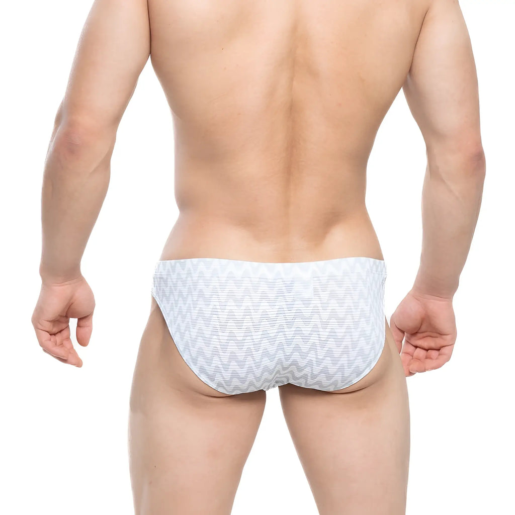 MetroMaleWear Senal bikini white briefs with subtle gray zigzag pattern in soft breathable fabric for everyday comfort