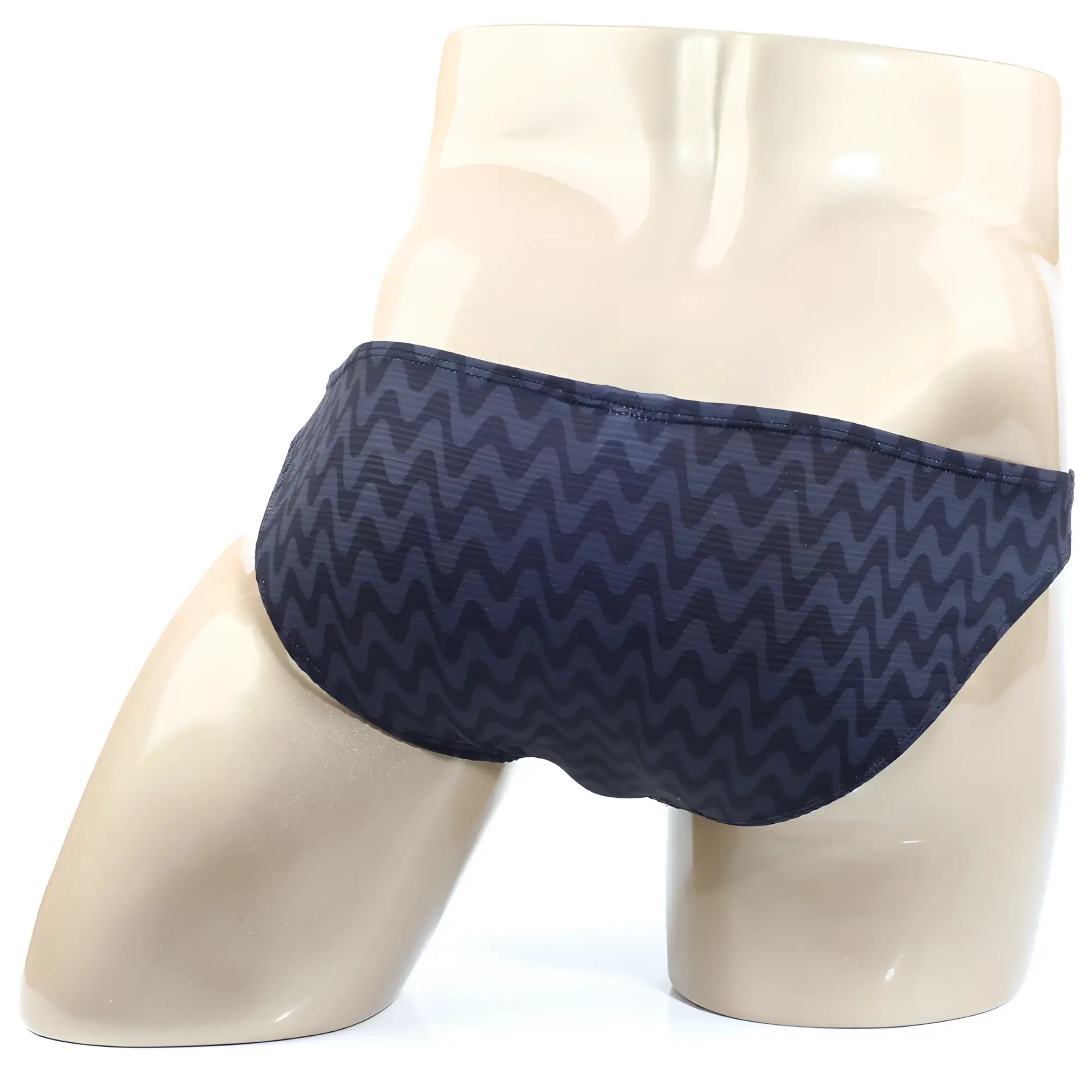 Dark blue swim trunks with a subtle zigzag pattern from MetroMaleWear Senal Lowrise Bikini Gray 6115-45 collection