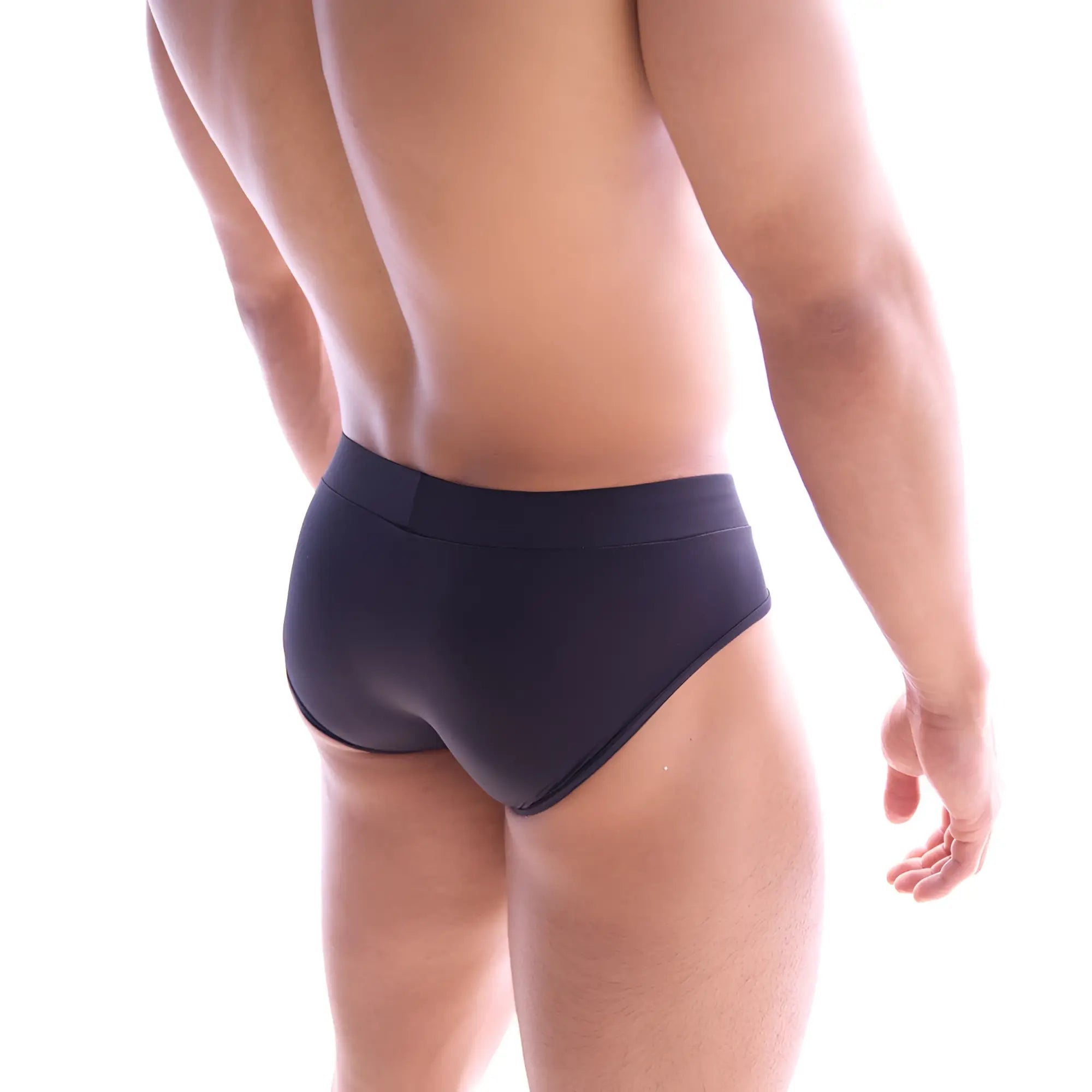 MetroMaleWear Sencillo Brief black swim trunks with smooth stretchy fabric and a contoured fit for comfortable wear