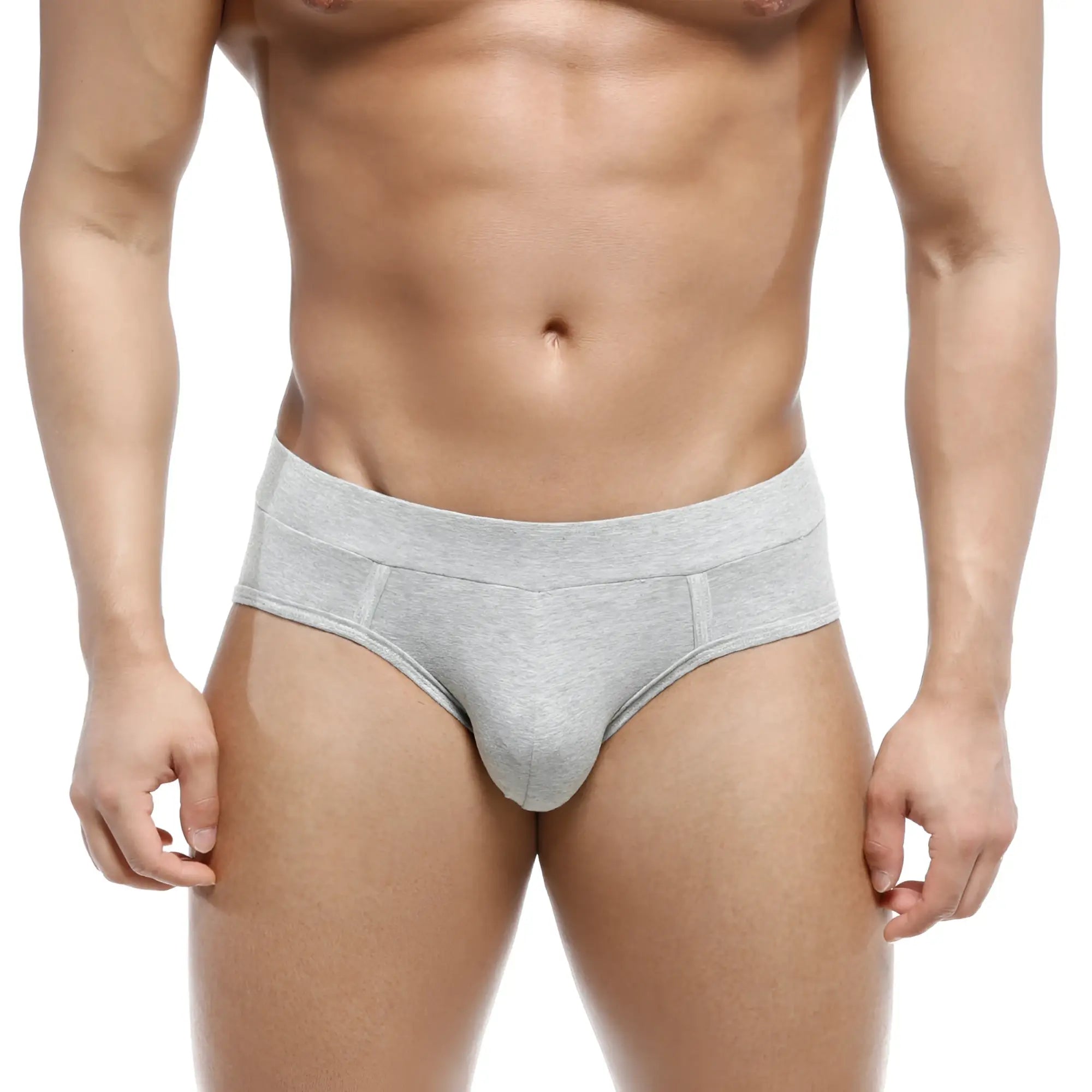 Gray heathered cotton briefs with contoured design from metromalewear sencillo brief gray 5203-10
