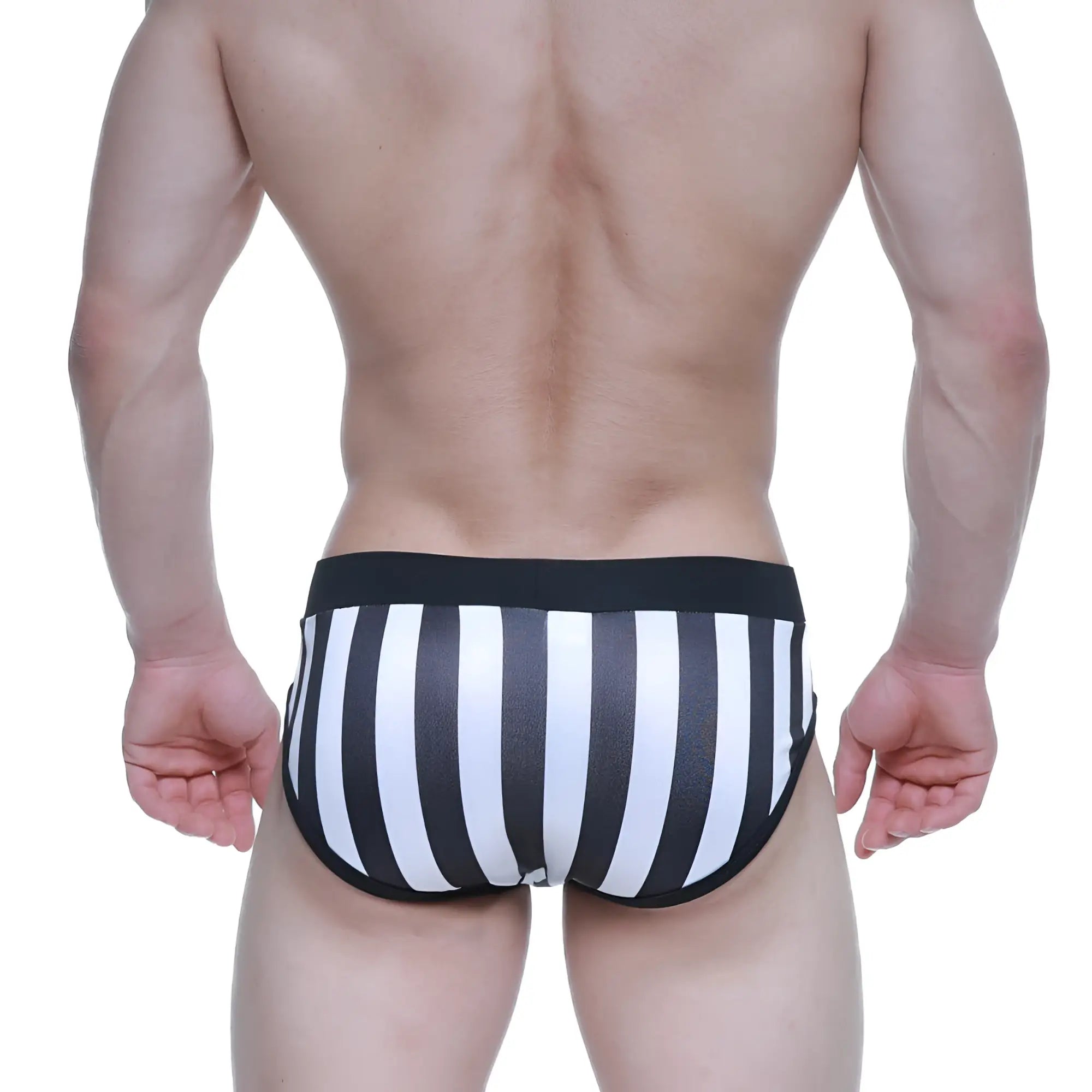 MetroMaleWear Sencillo brief Mundial 5203-41 black and white striped briefs with solid black waistband for everyday wear