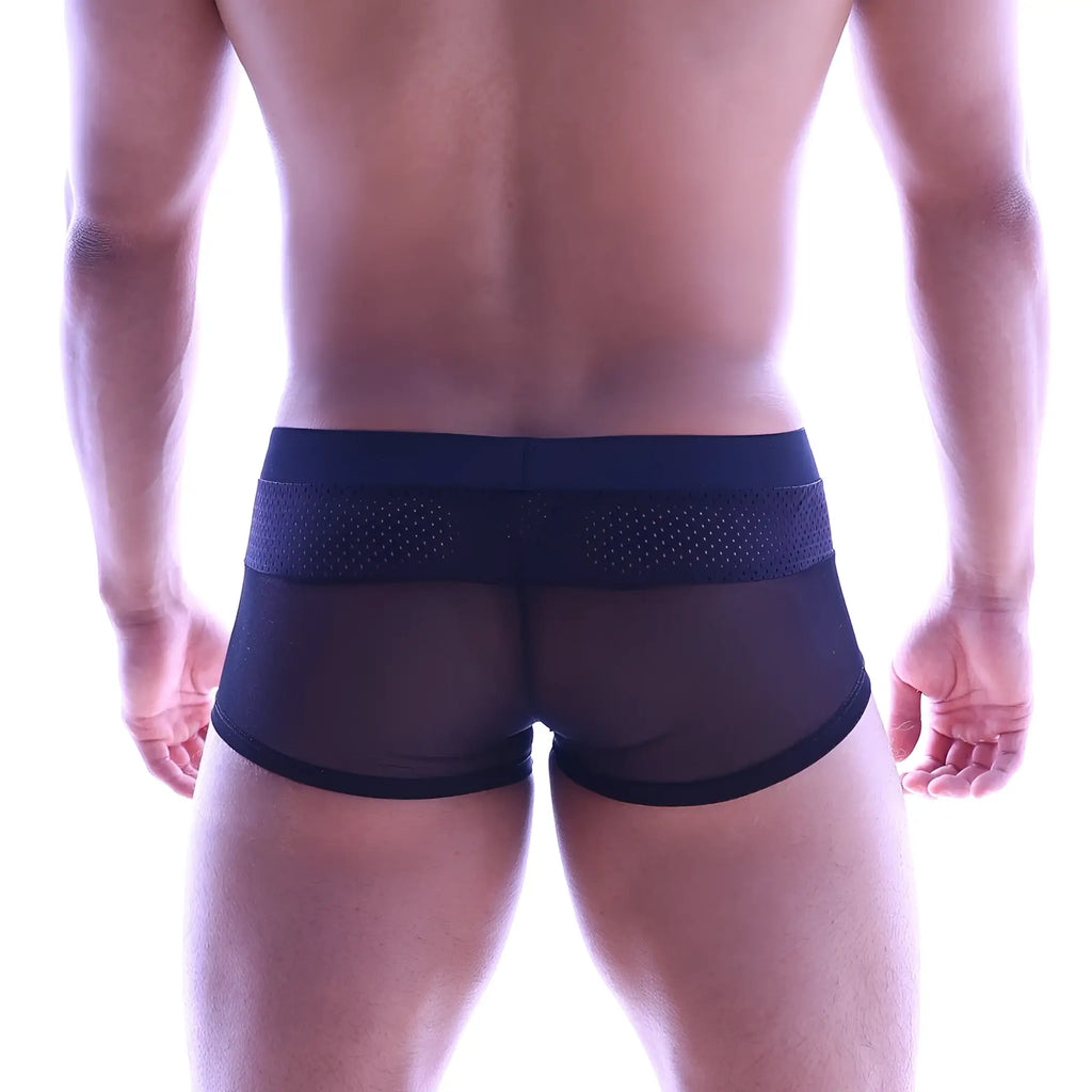 MetroMaleWear sencillo trunk black mesh briefs with perforated waistband for breathable men’s underwear