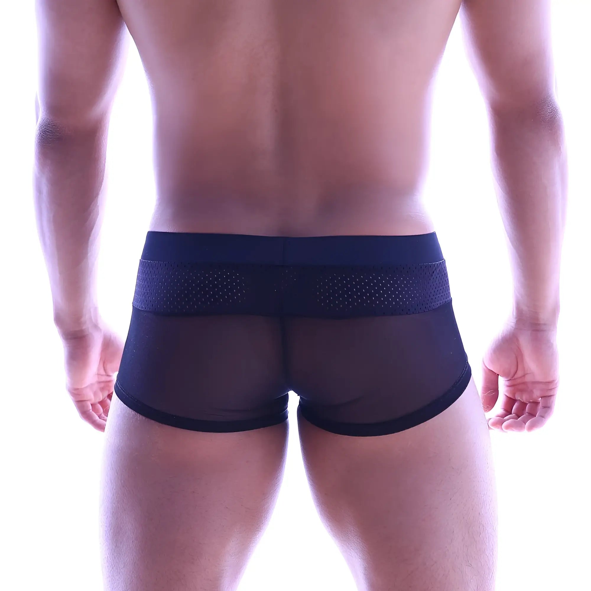 MetroMaleWear sencillo trunk black mesh briefs with perforated waistband for breathable men’s underwear