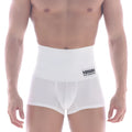 White MetroMaleWear shaper hip trunk high-waisted boxer briefs with branded waistband label in soft fabric