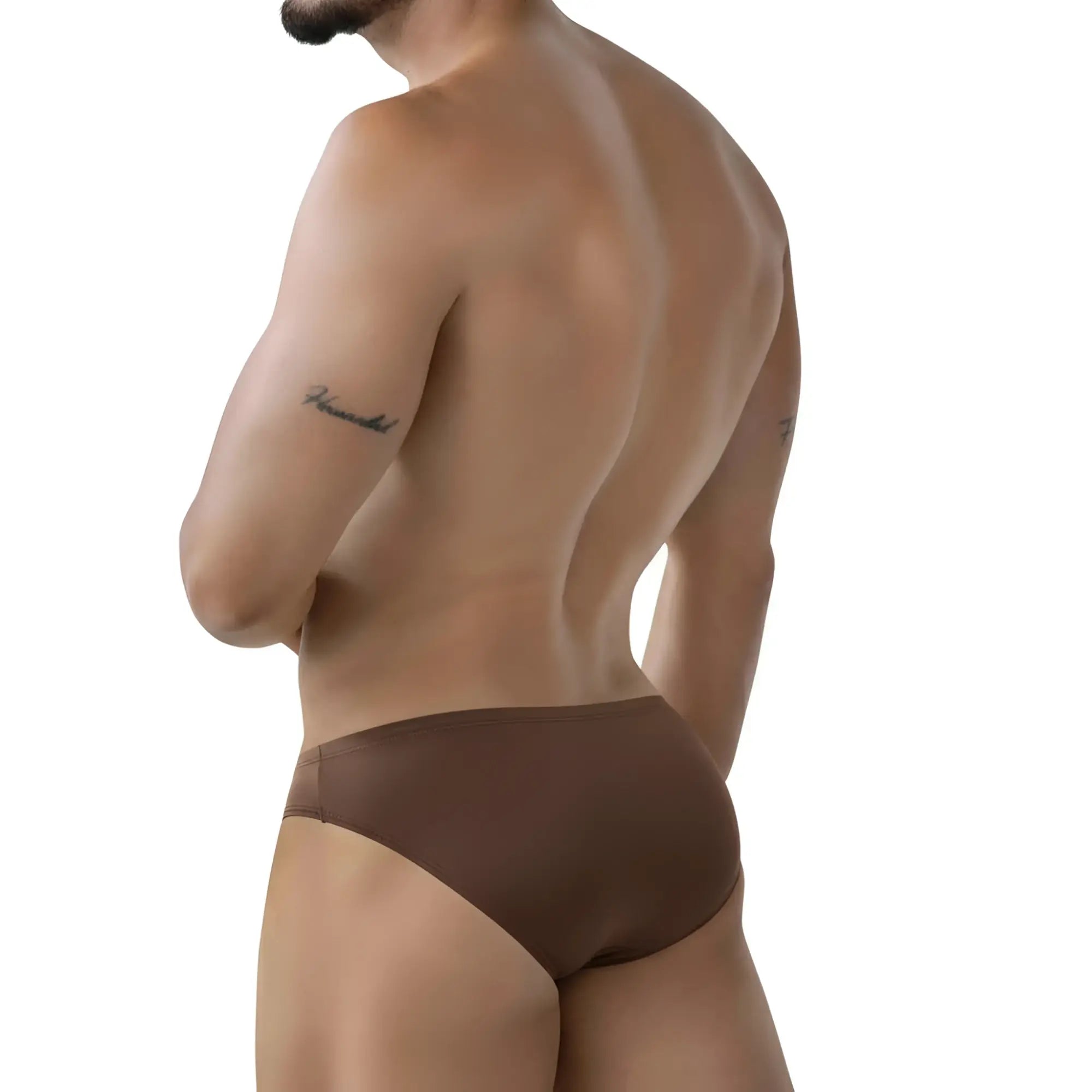 Brown metro male wear shine gold bikini briefs 5103-M21 with smooth form-fitting design