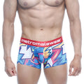 MetroMaleWear short boxer atractivo printed in vibrant blue pink and white with a red waistband logo