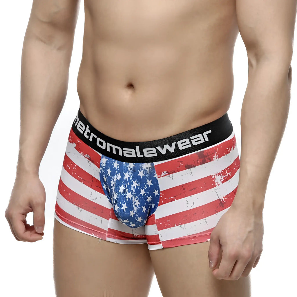 MetroMaleWear short boxer batalla 7 inch 2022-99 american flag themed men’s boxer briefs with distressed design and black waistband
