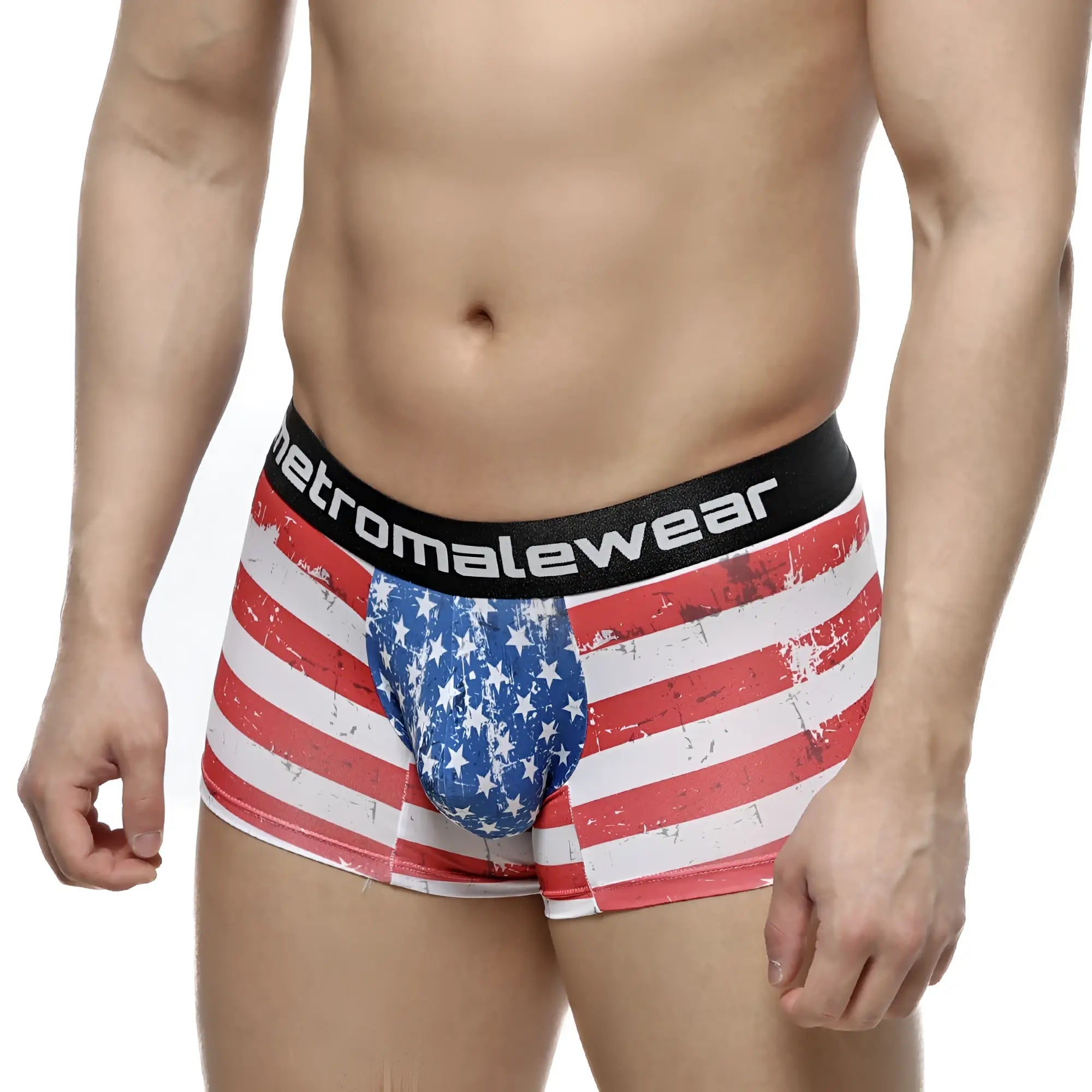 MetroMaleWear short boxer batalla 7 inch 2022-99 american flag themed men’s boxer briefs with distressed design and black waistband