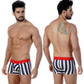 MetroMaleWear short boxer tension 7inch 2022-41 navy white striped men’s briefs with red elastic waistband