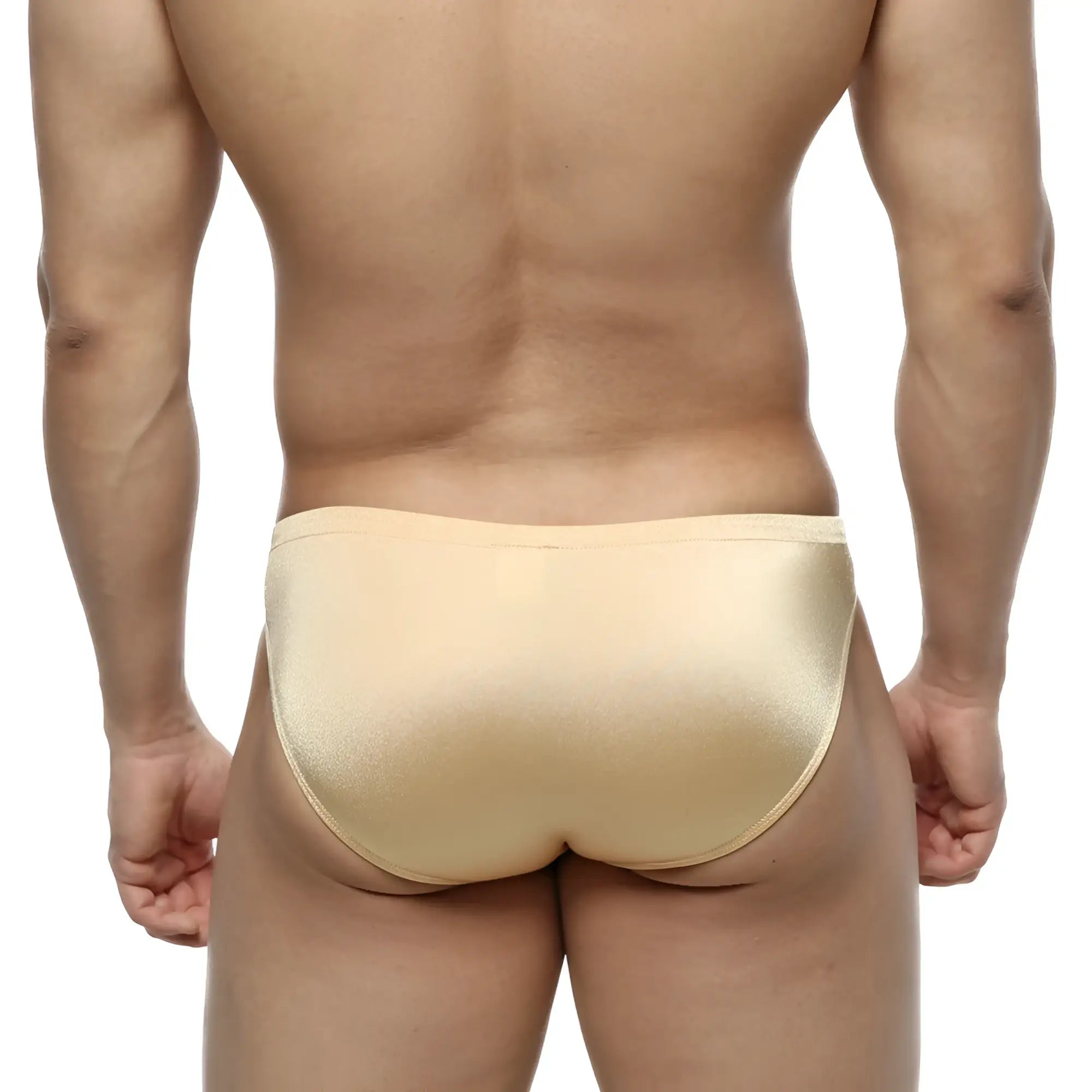 Beige metallic briefs with a sleek form-fitting design from metromalewear silicon swim bikini gold 4955-21