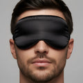MetroMaleWear silky eye mask black satin with smooth glossy finish and elasticized edges for comfortable sleep
