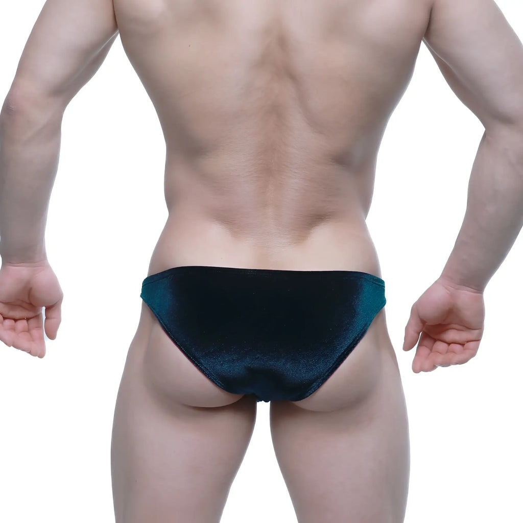 Dark teal velvet briefs from metromalewear sindbad bikini green 6003-53 with a soft velvet texture