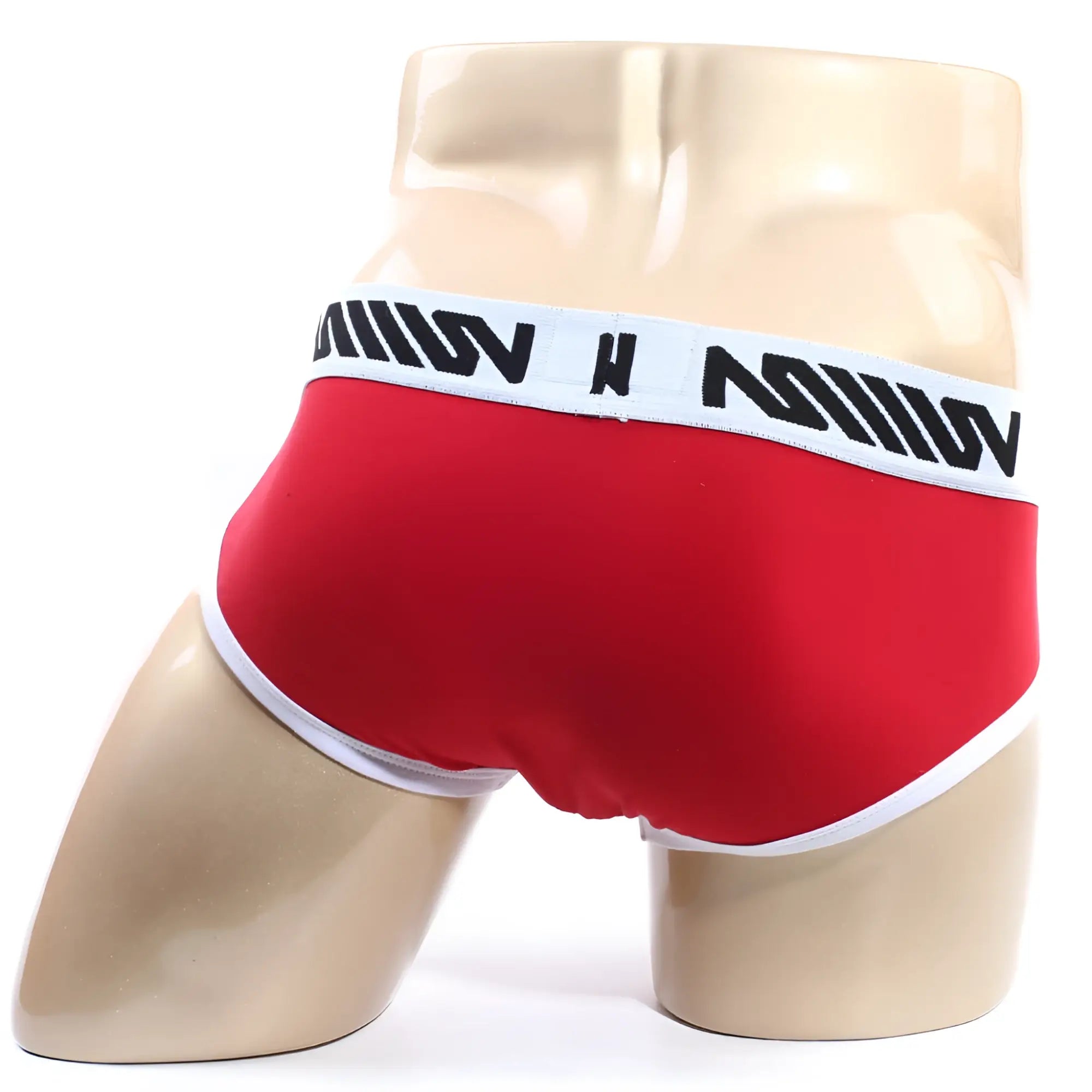Red metro malewear sistonia hip briefs with white trim and black logo band designed for comfort and style