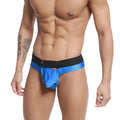 MetroMaleWear SNAP THONG royal 2212-18 blue metallic briefs with black elastic waistband and small red logo on front