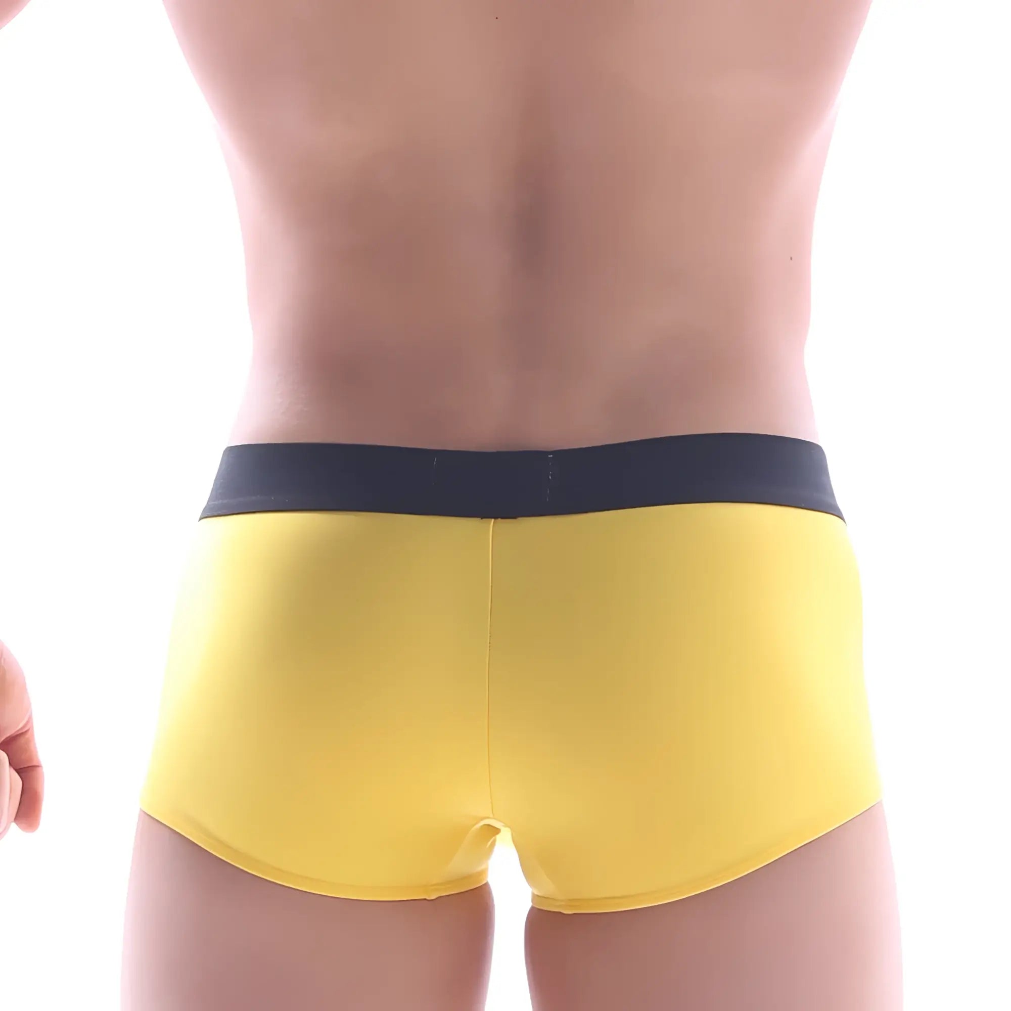 Bright yellow metro male wear snap trunk briefs with dark blue waistband in soft fabric for comfortable daily wear