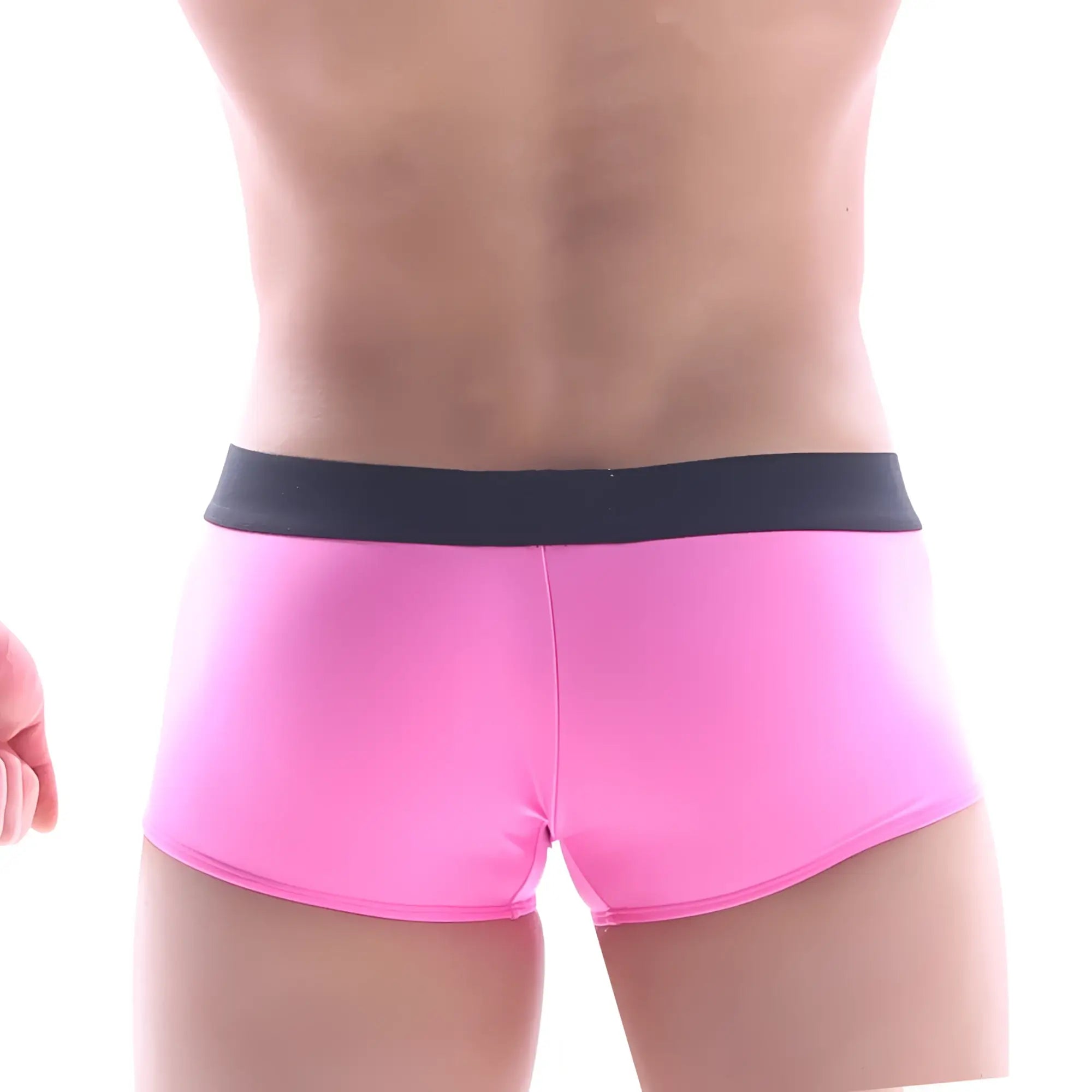 MetroMaleWear snap trunk pink 2223-02 bright pink form-fitting briefs with black elastic waistband front view