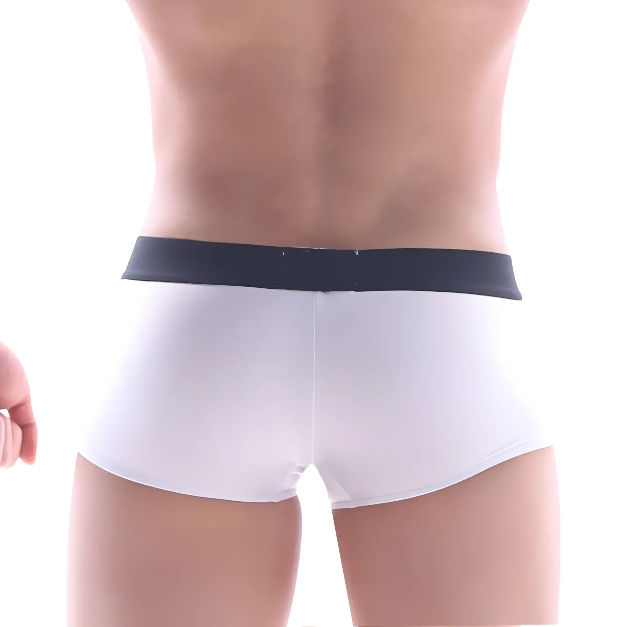 MetroMaleWear snap trunk white briefs with black elastic waistband comfortable cotton fabric for everyday wear