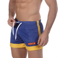 Blue and yellow mesh MetroMaleWear soccer swim shorts with white drawstrings royal 4704-18 for athletic use