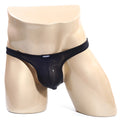 Black sheer mesh thong with solid black waistband and anony logo embroidered in white metroMalewear soto bikini black 2324-20