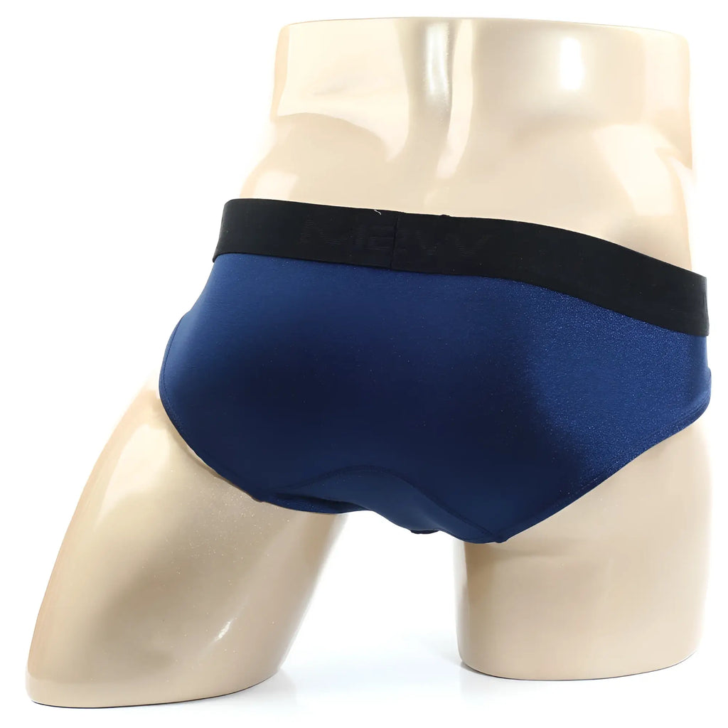 Navy blue MetroMaleWear Spark brief 5006-27 with black elastic waistband designed for comfortable support