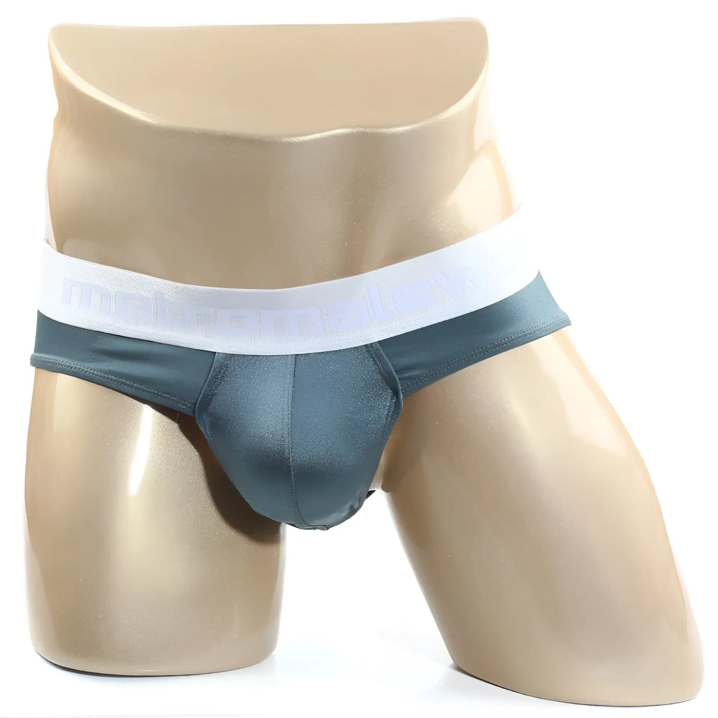 Dark teal satin briefs with white elastic waistband featuring subtle branding from MetroMaleWear Spark Brief Green 5006-07
