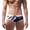 MetroMalewear speed swim brief white 4960-00 black and white striped swim trunks with drawstring waistband