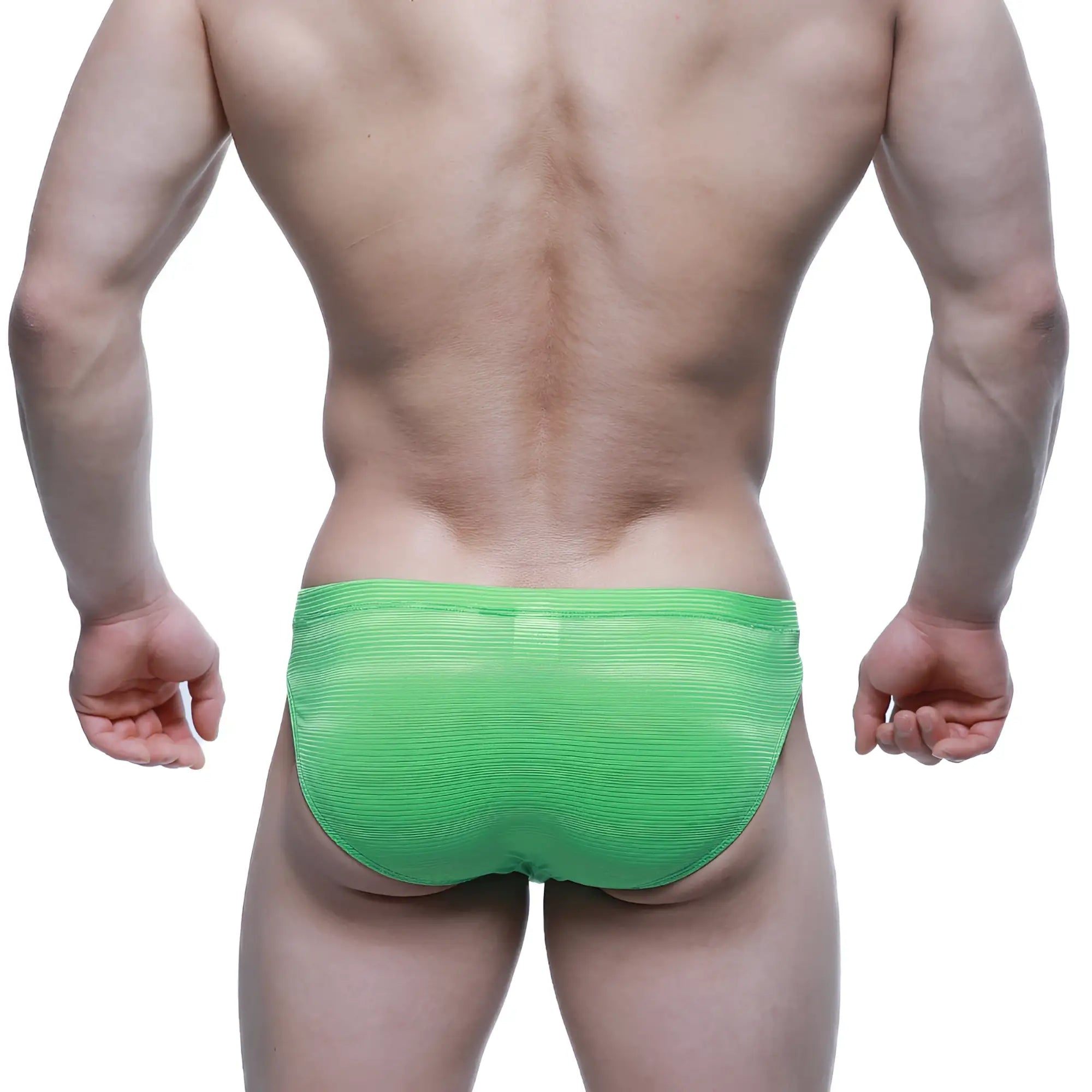 MetroMaleWear sprout bikini 5103-M27 bright green sheer mesh briefs with ribbed texture front view