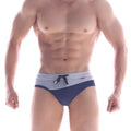 MetroMaleWear STEEL swim brief navy 4941-28 in navy blue and light gray with a black drawstring waistband