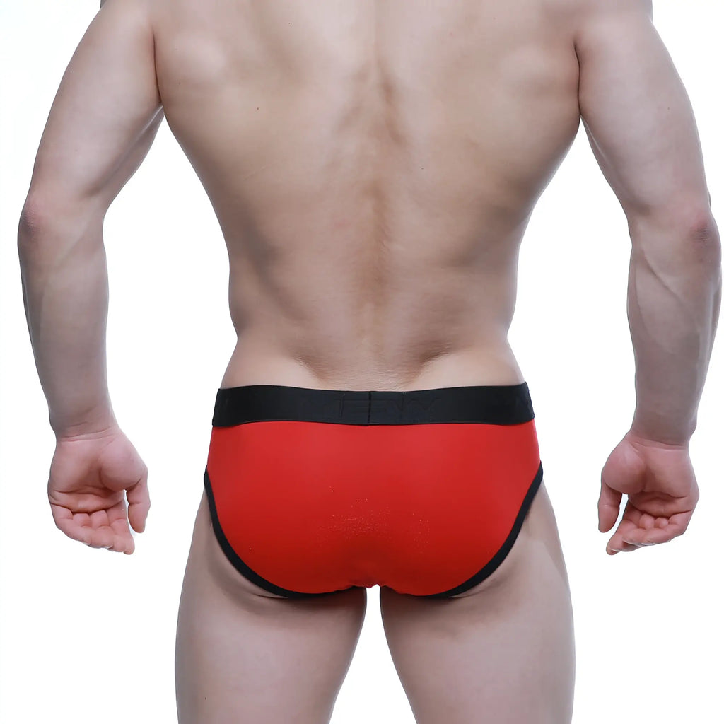 Metro male wear strike brief red 1103-12 in red with black trim and waistband for comfortable daily wear