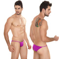 Vibrant purple metro malewear string bikini with sleek minimalist design shown from the back side