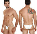 White thong briefs metro male wear string bikini with small black logo on left hipband in white 2005-00