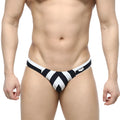 Black and white striped men’s briefs with chevron pattern metro male wear stripe bikini 5103-29 front view