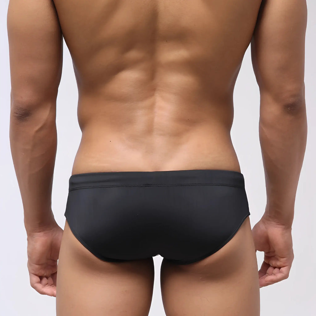 Black MetroMaleWear stripe swim bikini 4917-40 swim trunks with smooth form-fitting design for swimming use