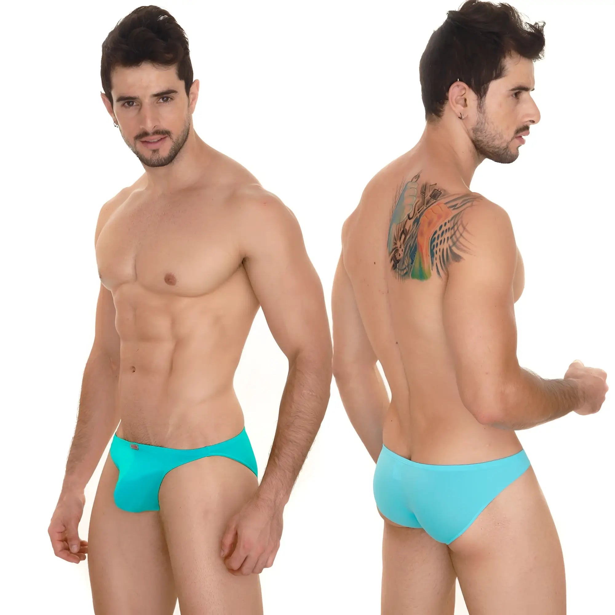 MetroMaleWear sunbathing bikini turquoise men’s briefs with smooth form-fitting design for comfortable wear