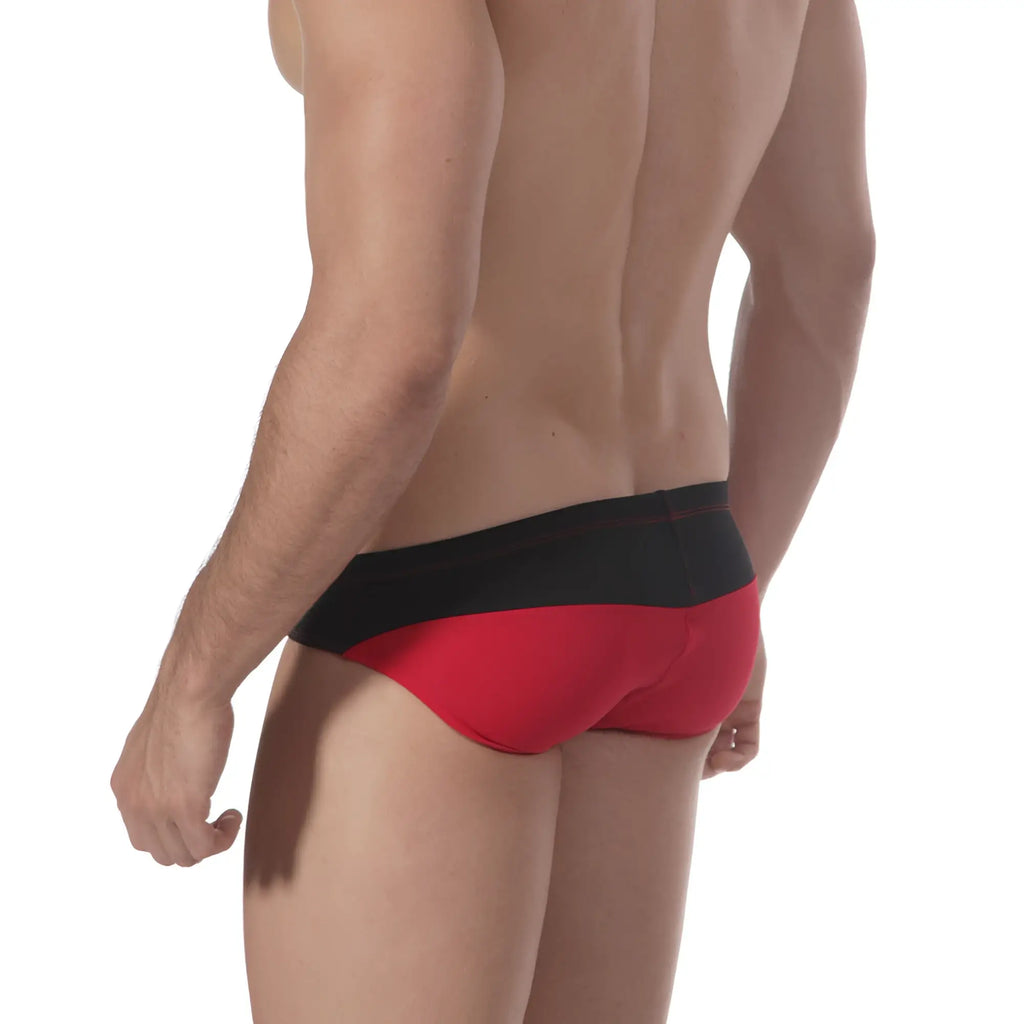 Red and black sleek form-fitting briefs metroMalewear sunrise bikini red 4919-12 for comfortable daily wear