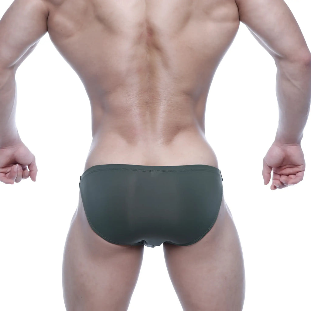 Metro malewear sup bikini green 3604-26 dark green form-fitting swim trunks with smooth stretchy fabric