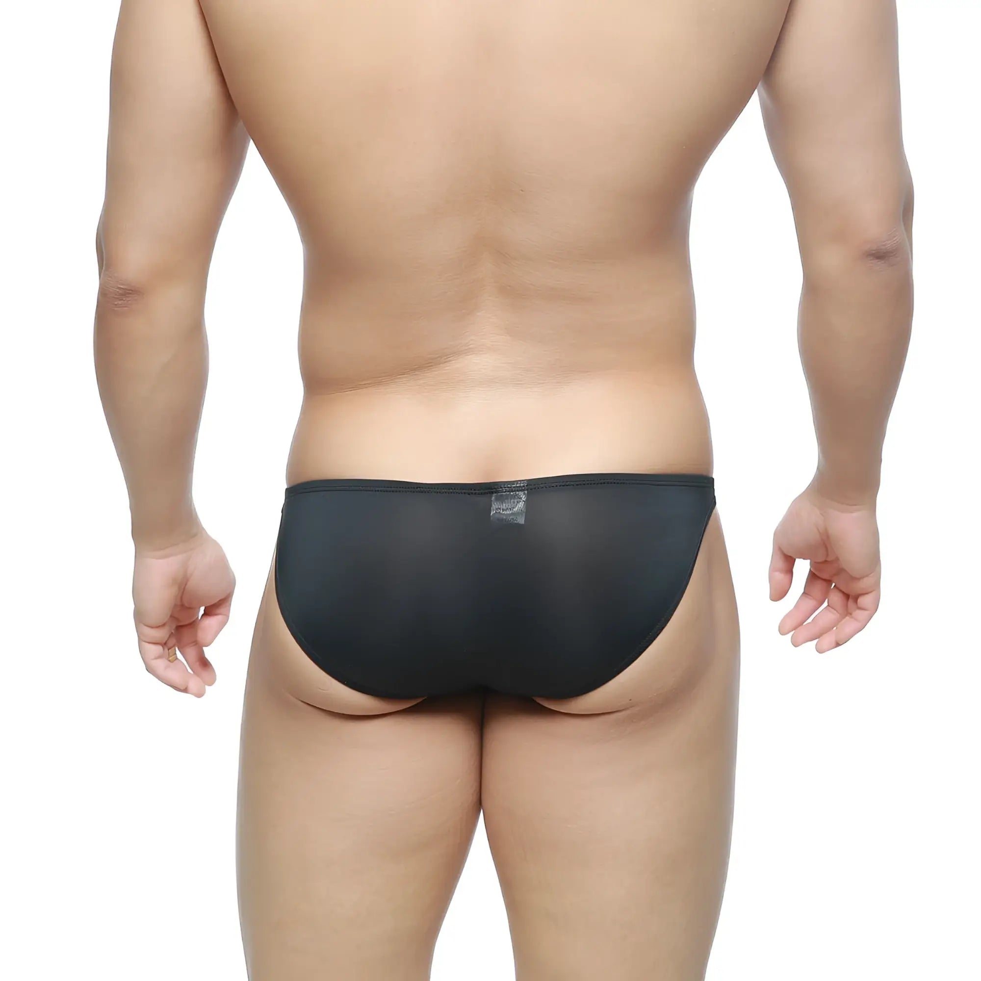 Black sheer mesh metro male wear super lowrise bikini briefs designed for comfort and style