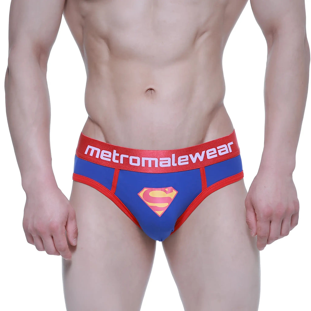 MetroMaleWear Superman brief 6125-18 blue and red men’s underwear with yellow s logo on front in comfortable fabric
