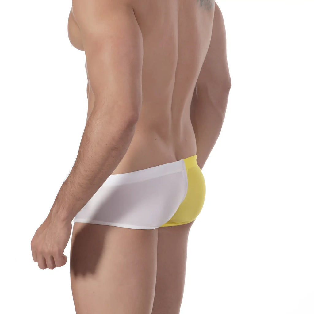 MetroMaleWear surf swim boxer yellow 4908-15 with white and yellow two-tone sleek form-fitting design