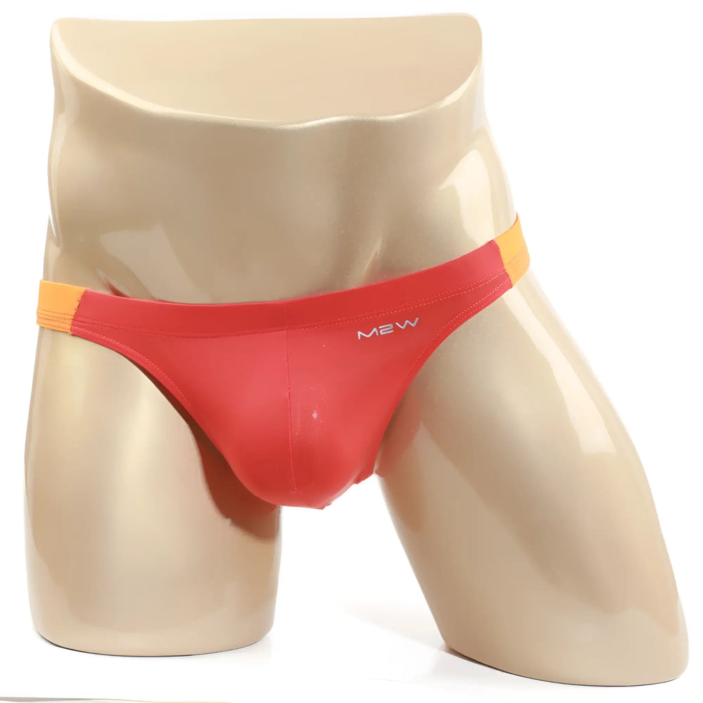 Red and orange mew brand briefs with glossy finish in metro malewear tasman thong orange 5032-14 product image
