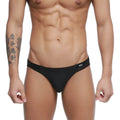 Metro male wear terra bikini black briefs with subtle textured waistband pattern in front view