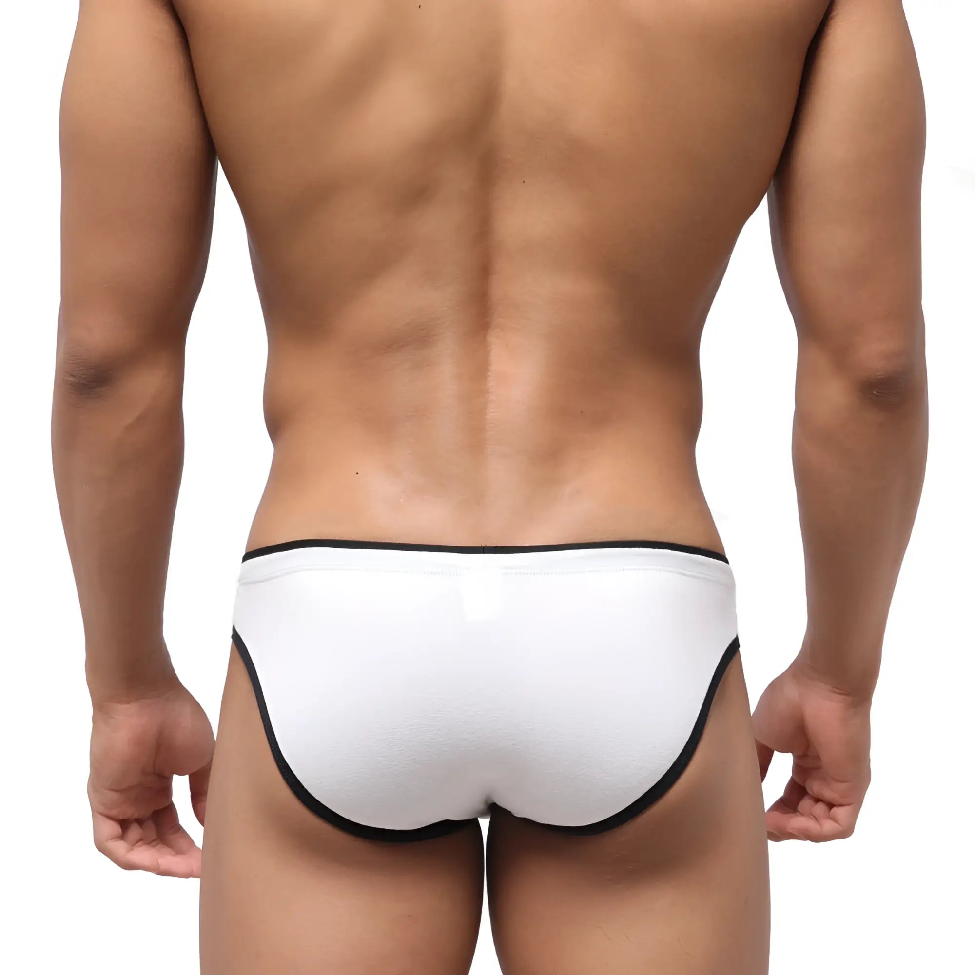 White briefs with black trim from MetroMaleWear terrace hip brief 3106-00 made of soft breathable fabric