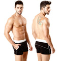 MetroMaleWear terry sport short black features white waistband and side trim in lightweight athletic fabric