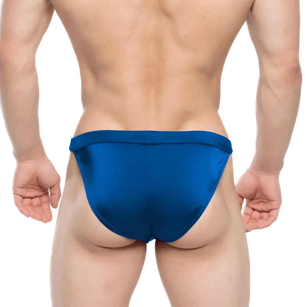 Blue satin briefs metro malewear torres swim bikini navy 4993-28 showcasing smooth fabric and vibrant color