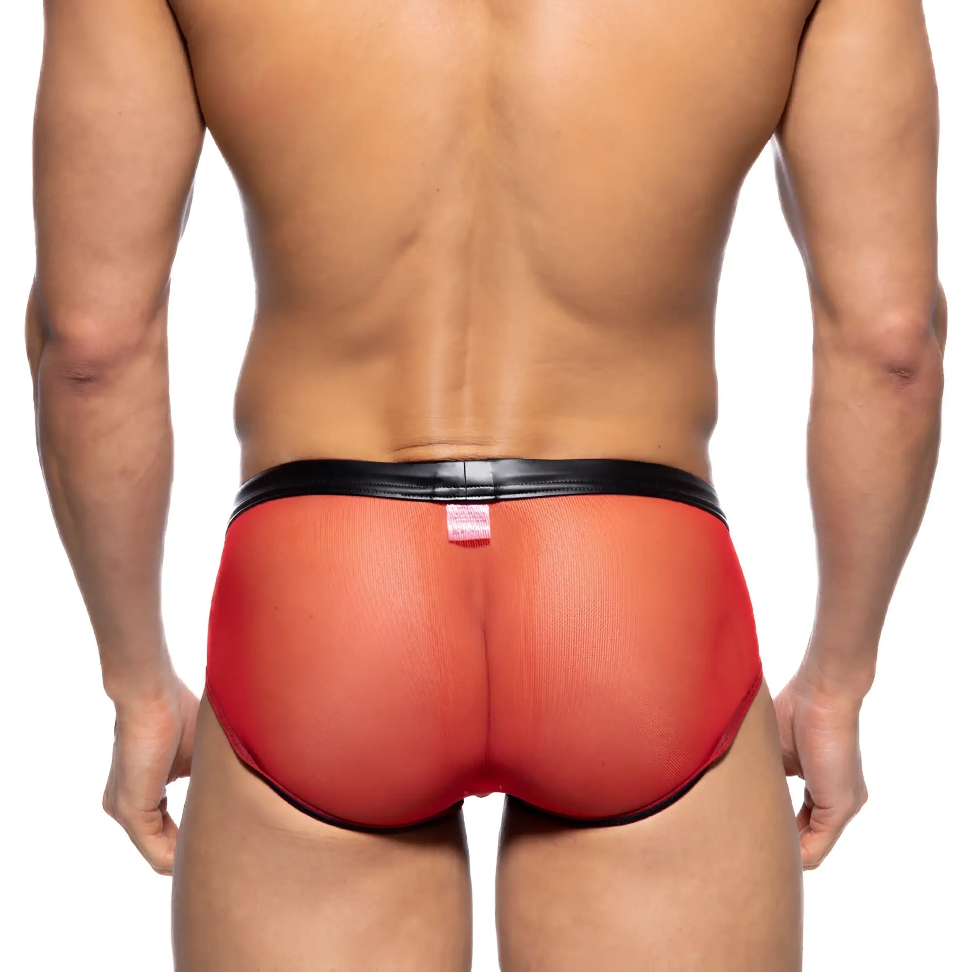 Metromalewear toxine brief 5903-20 red mesh briefs with black elastic waistband for comfortable daily wear