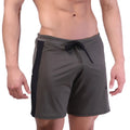 Dark gray metroMalewear trainer shorts with black side panels and matching drawstring waistband for athletic use
